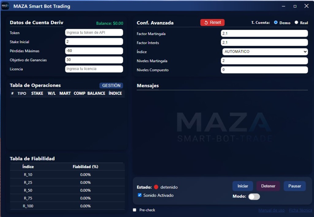 Panel de Maza Smart Bot